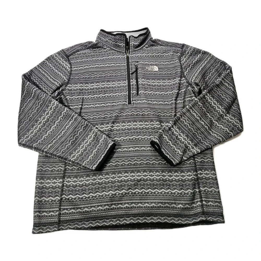 The North Face TNF Mens L Large Fleece 1/4 Zip Aztec Pullover Lightweight Jacket
